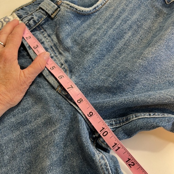 FREE PEOPLE CRVY HIGH WAIST BUTTON FLY BLUE DINEM 100% COTTON SZ 28 - Picture 11 of 12